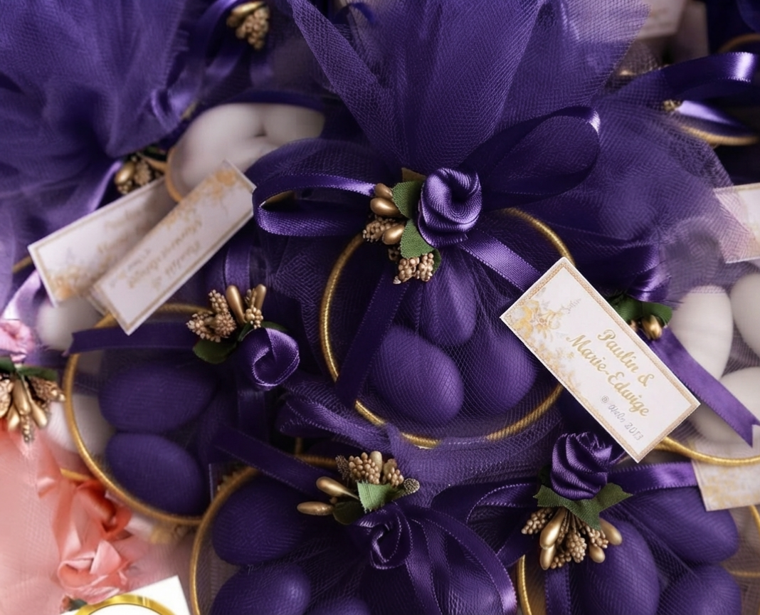 🧺 PANIER DE DRAGÉES GARNI – PERLES & SATIN