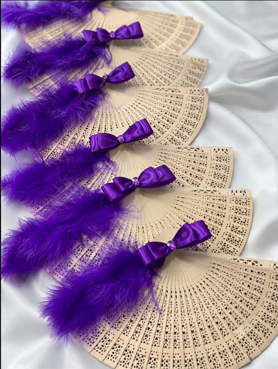 LOT DE 5 ÉVENTAILS POUR FILLES D'HONNEUR – ÉLÉGANCE ET HARMONIE
