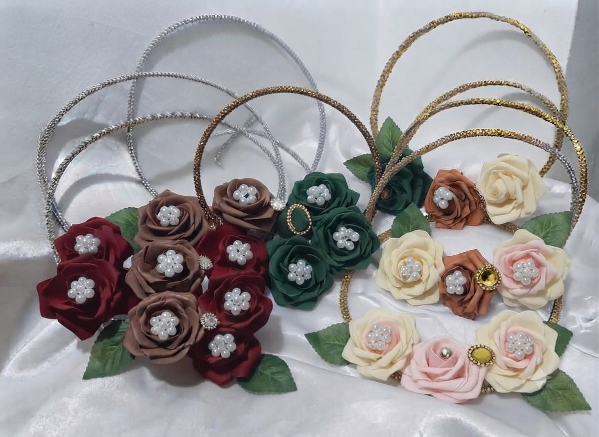 🎀 PACK DE 5 CERCEAUX FLORAUX – FILLES D’HONNEUR