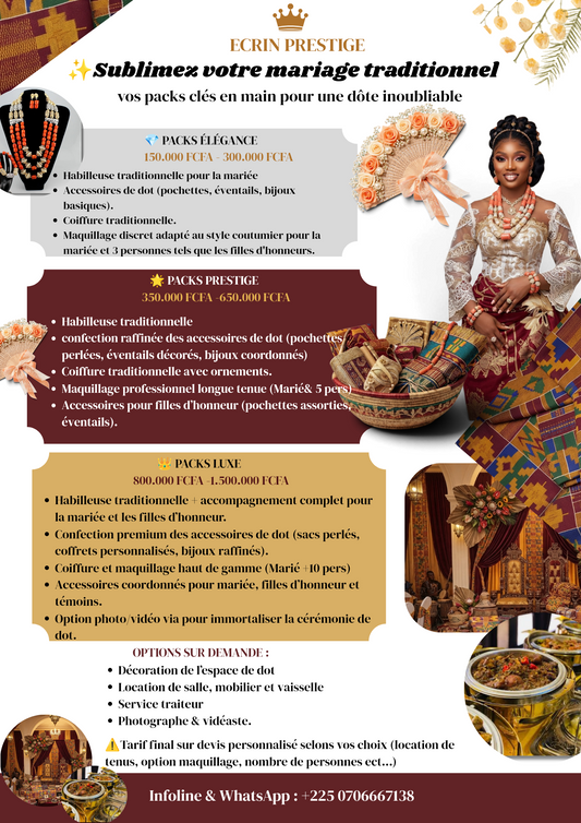 SUBLIMEZ VOTRE MARIAGE TRADITIONNEL — VOS PACKS CLÉS EN MAIN POUR UNE DOTE INOUBLIABLE